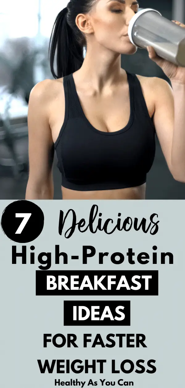 woman drinking protein shake high protein breakfast ideas for weight loss