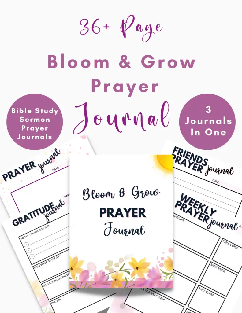 Bloom and grow prayer journal white and purple
