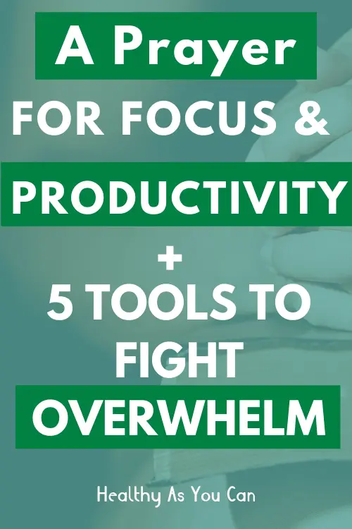 light teal and dark teal elements white lettering a prayer for focus and productivity 