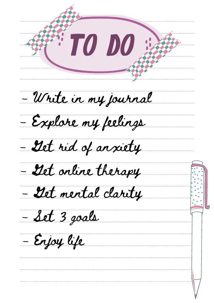 lined to do list for for mental health