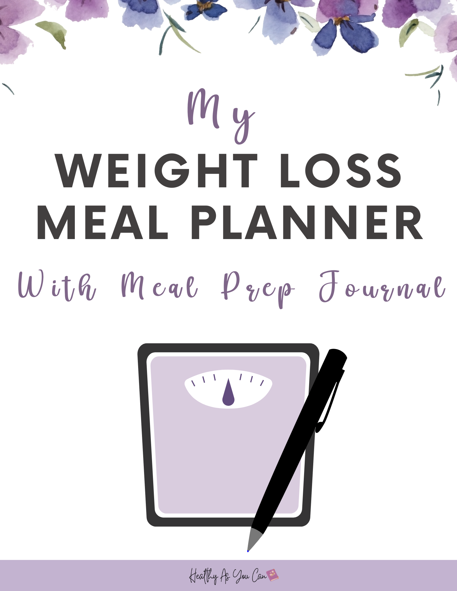 purple and black weight loss meal planner printable cover