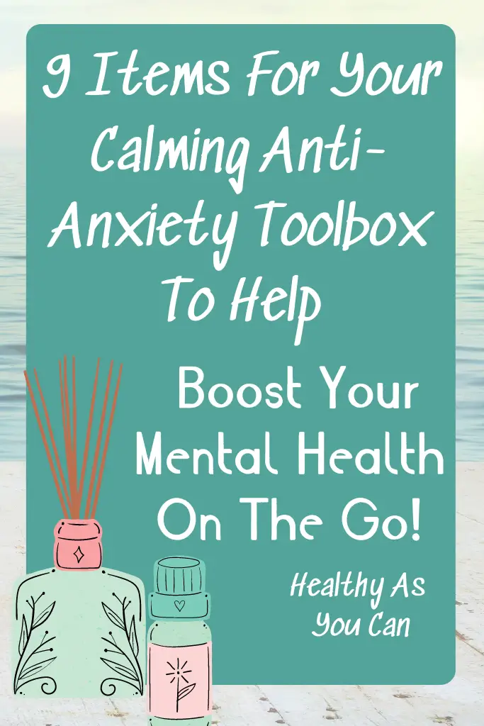 teal overlay white letters calming anti anxiety toolbox diffuser and essential oil graphic 