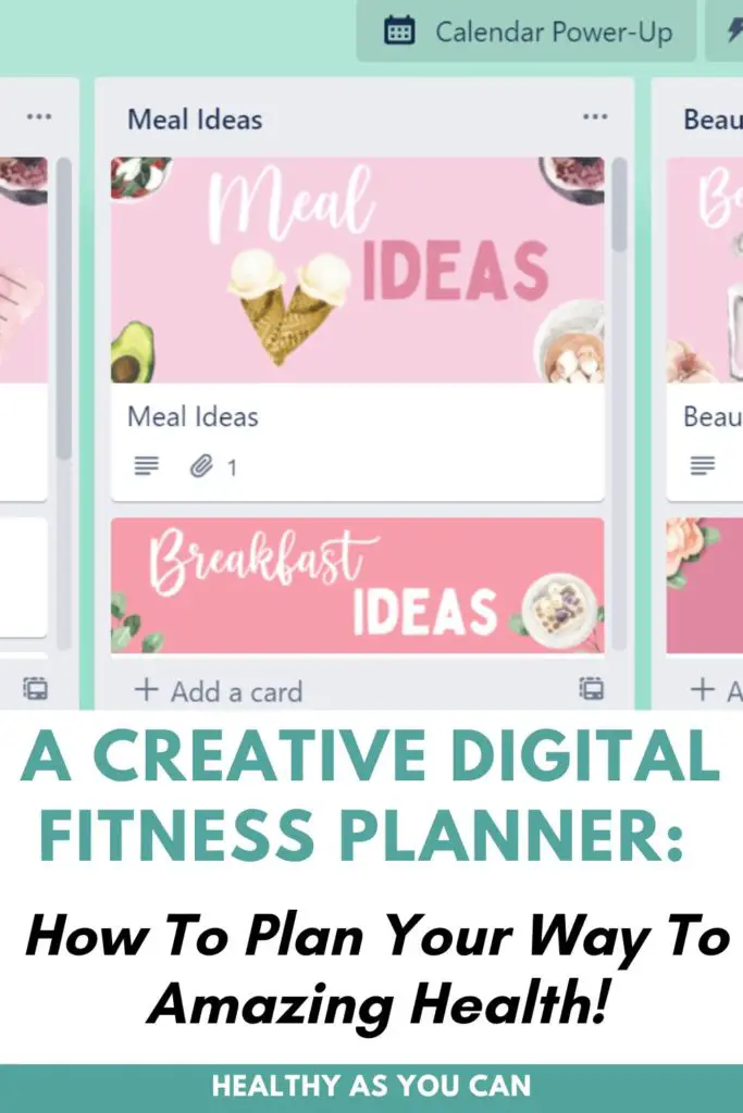 Creative digital fitness planner in teal lettering 