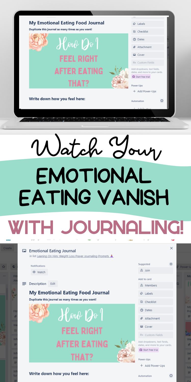 trello weight loss and wellness planner with emotional eating journal