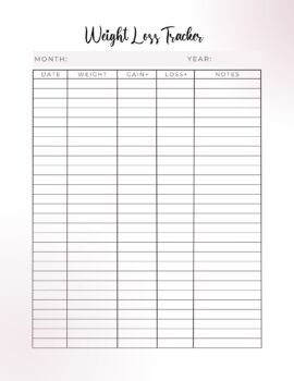 7 Super Cute Free Weight Loss Tracker Printables To Fast Track Your ...