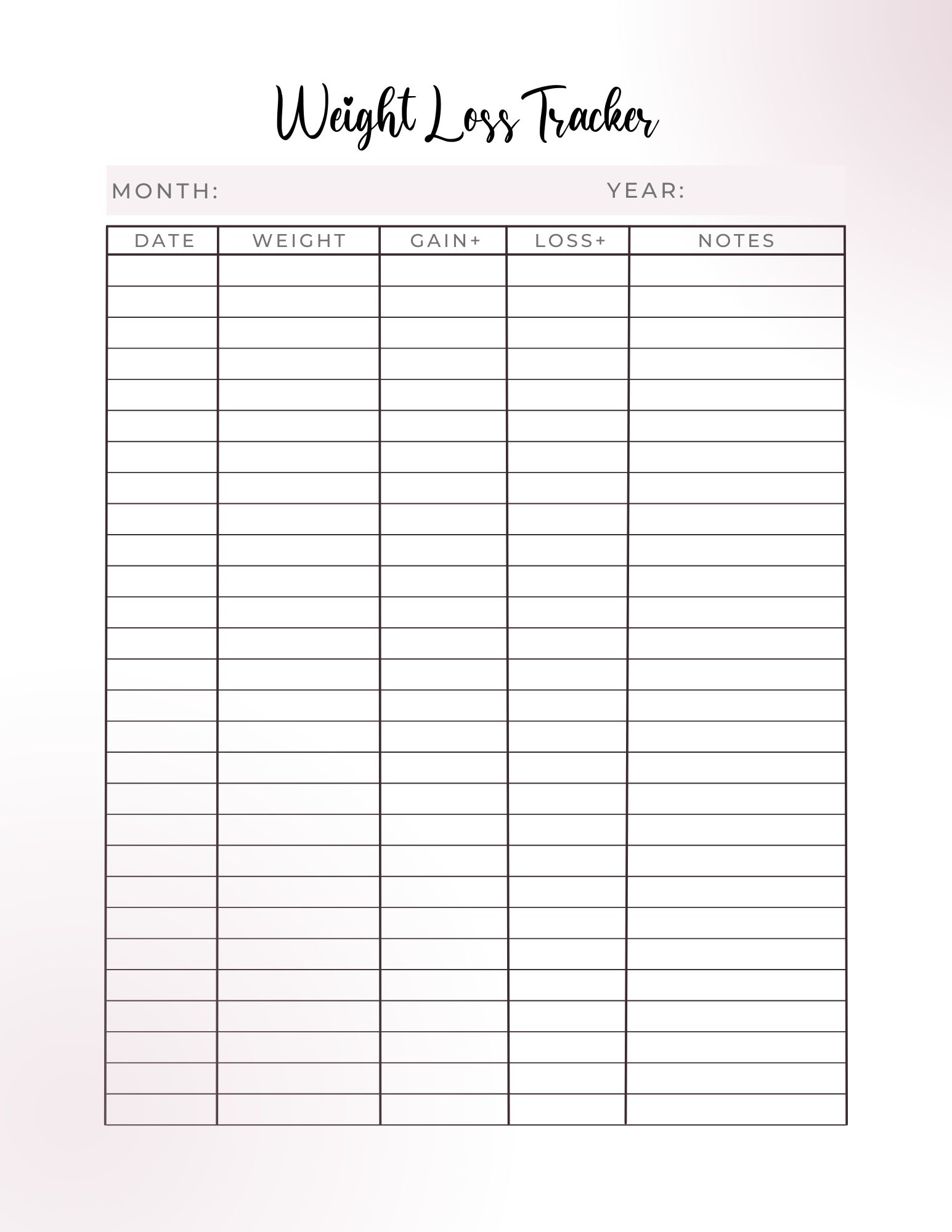 weight loss chart tracker with purple background 