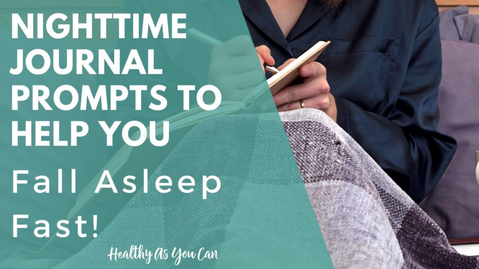 journaling prompts before bed teal overlay white letters