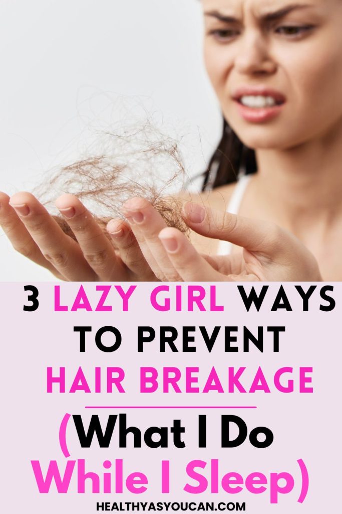 3 Lazy Girl Way to Prevent Hair Breakage (What I Do While I Sleep)- black and purple letters